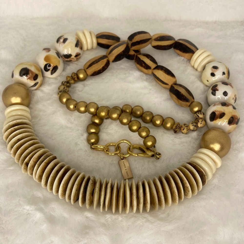 SHIVER + DUKE BEADED STATEMENT NECKLACE.